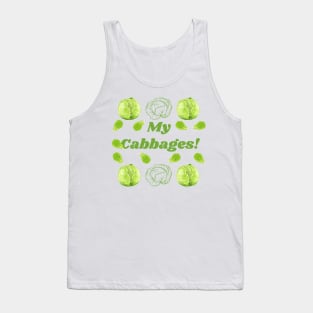 My Cabbages Pattern | Botanical Art | Green Vegetables | Gifts for Plant Lovers | Gifts for Vegetarians Tank Top